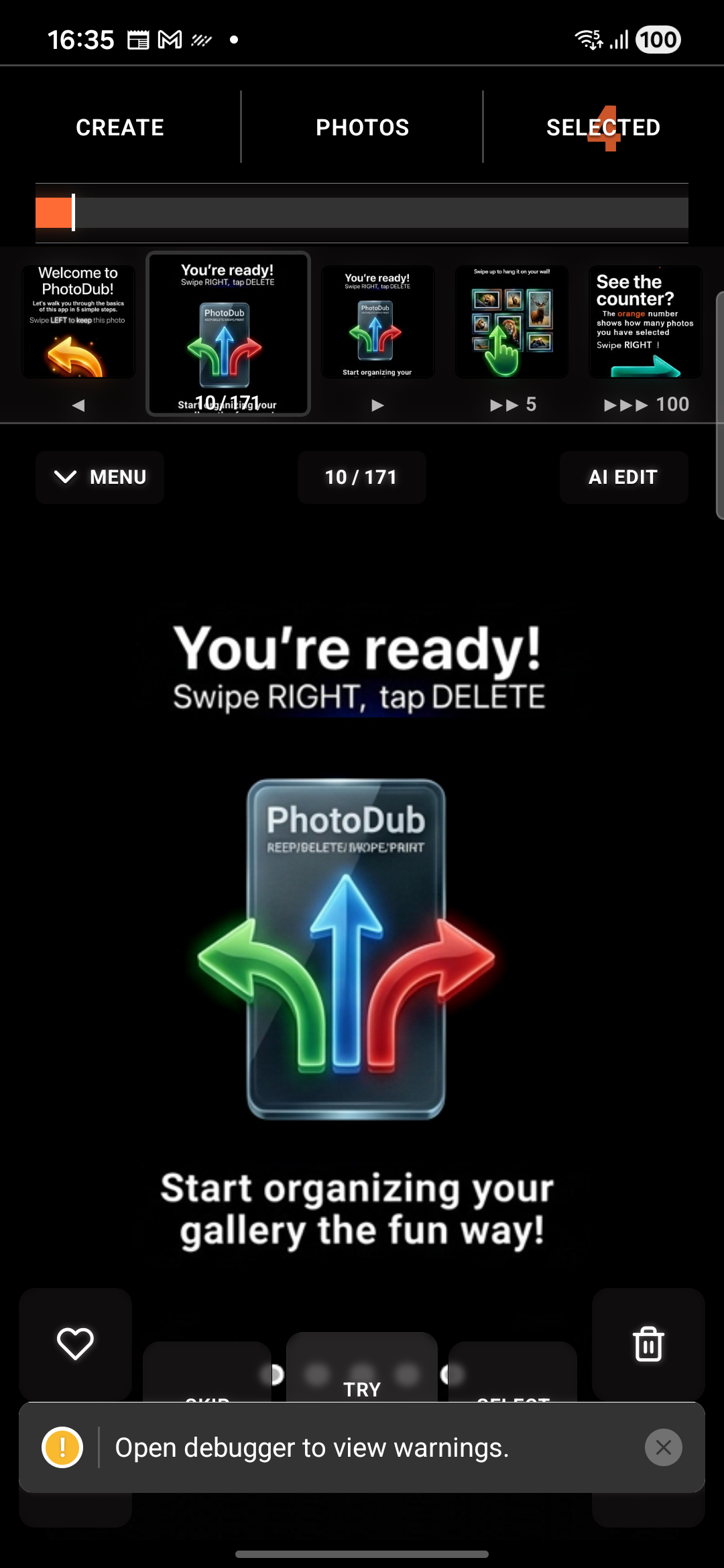 PhotoDub app photo selection screen